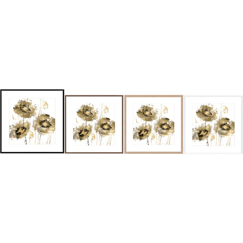 La Grolla Flower Burst Trio in Gold Frame Wall Art