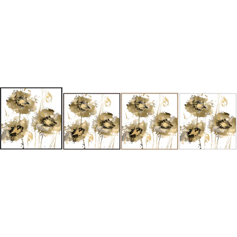 La Grolla Flower Burst Trio in Gold Gallery Wall Art