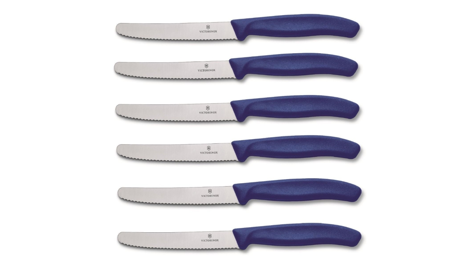 Victorinox Steak and Tomato Knife Wavy Edge 11cm - Set of 6 Blue