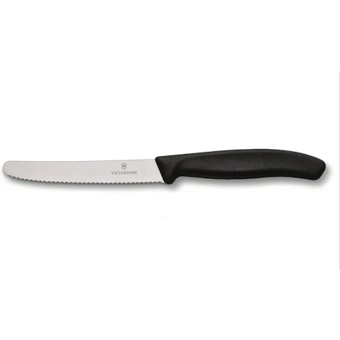 Victorinox Steak And Tomato Knife 11cm Wavy Edge - Black