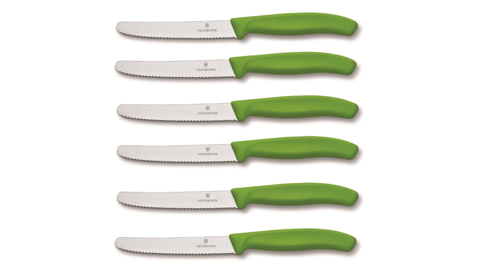 Victorinox Steak and Tomato Knife Wavy Edge 11cm - Set of 6 Green