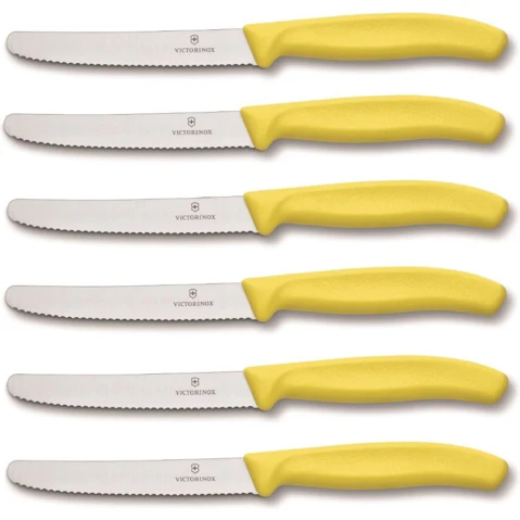 Victorinox Steak and Tomato Knife Wavy Edge 11cm - Set of 6 Yellow