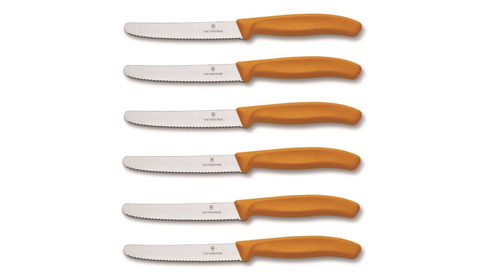 Victorinox Steak and Tomato Knife Wavy Edge 11cm - Set of 6 Orange