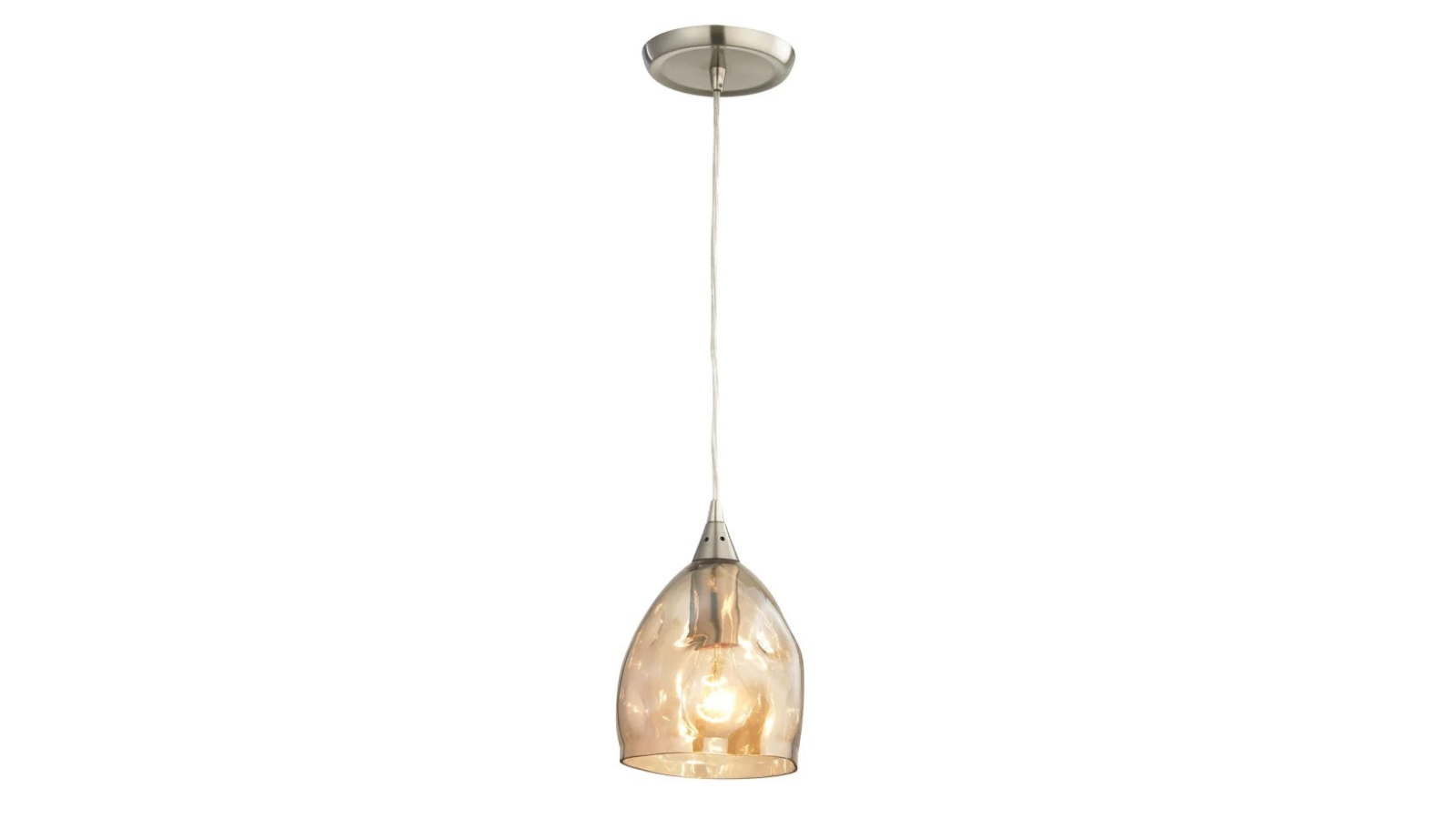 Ordito Abstract Chrome with Dimpled Ellipse Glass Pendant Light - Champagne