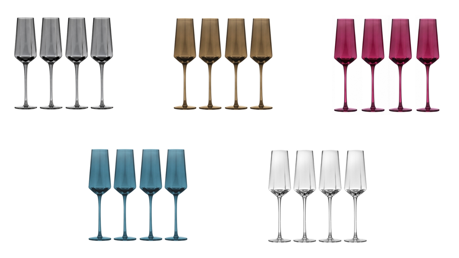 TEMPA Pack of 4 Geometric 26cm Champagne Glasses
