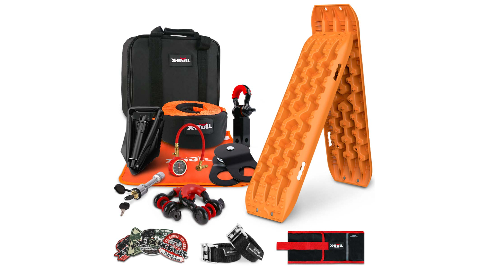X-Bull Gen 3.0 Board Strap Off Road 4WD Winch Accessory Recovery Kit - Orange
