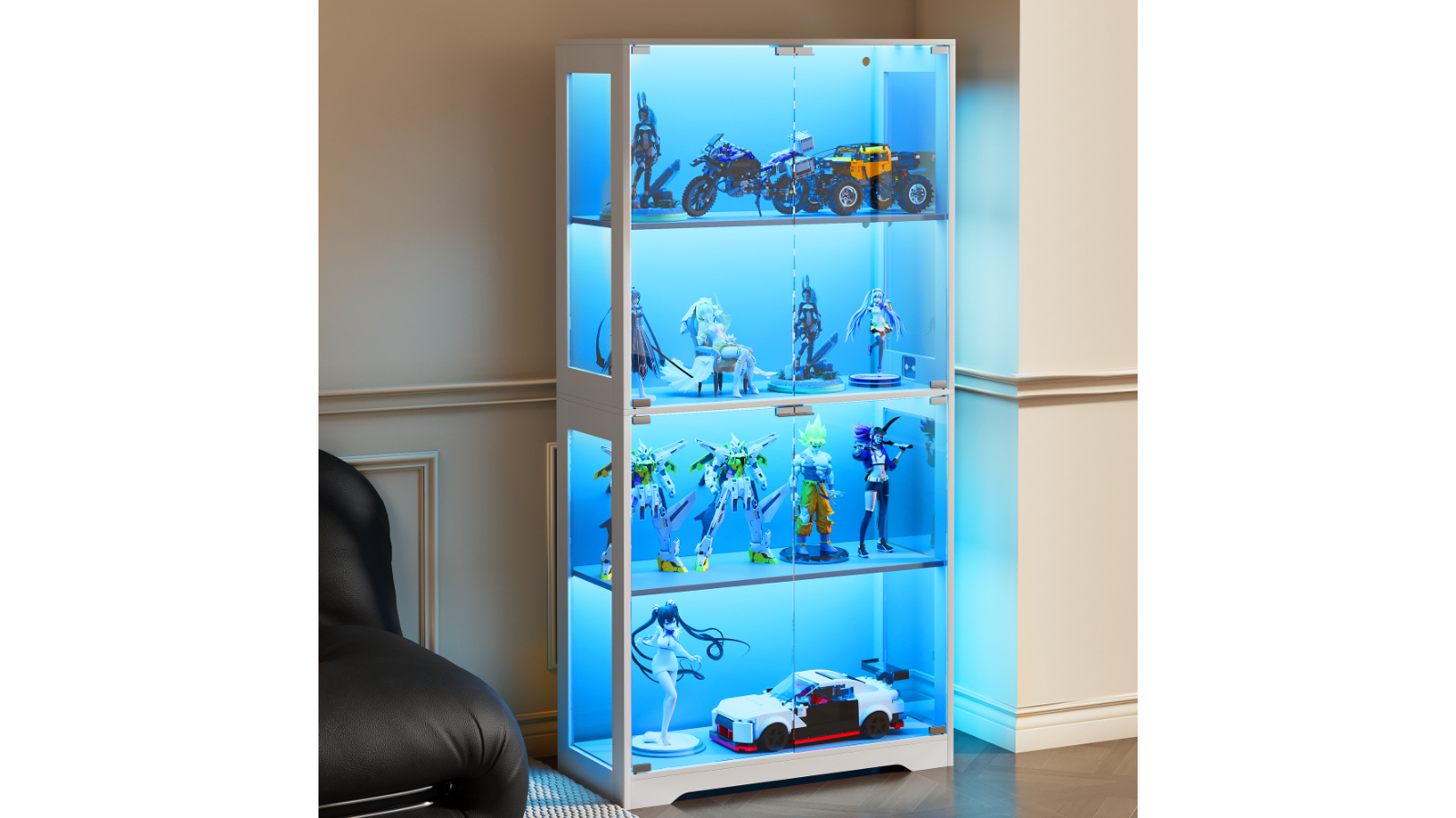 Advwin 4-Tier Display Storage Cabinet - White