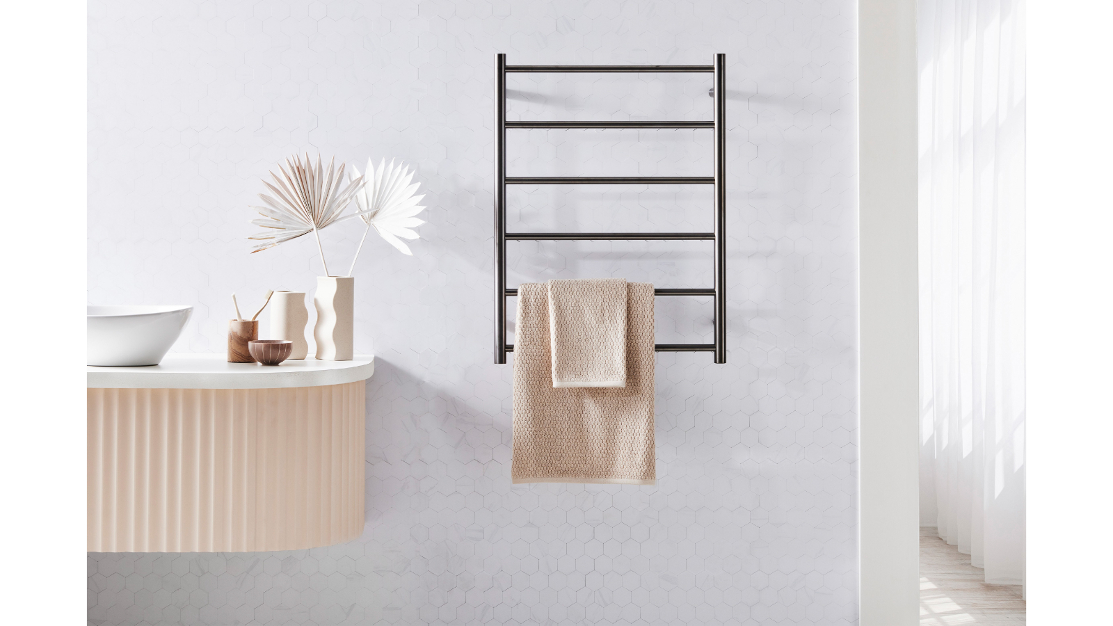 Warmtech 6 Round Bar Heated Towel Rail - Gunmetal | Harvey Norman