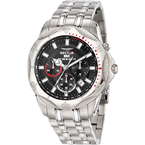 Sector 950 Dial Steel Chronograph 4.4cm - Black