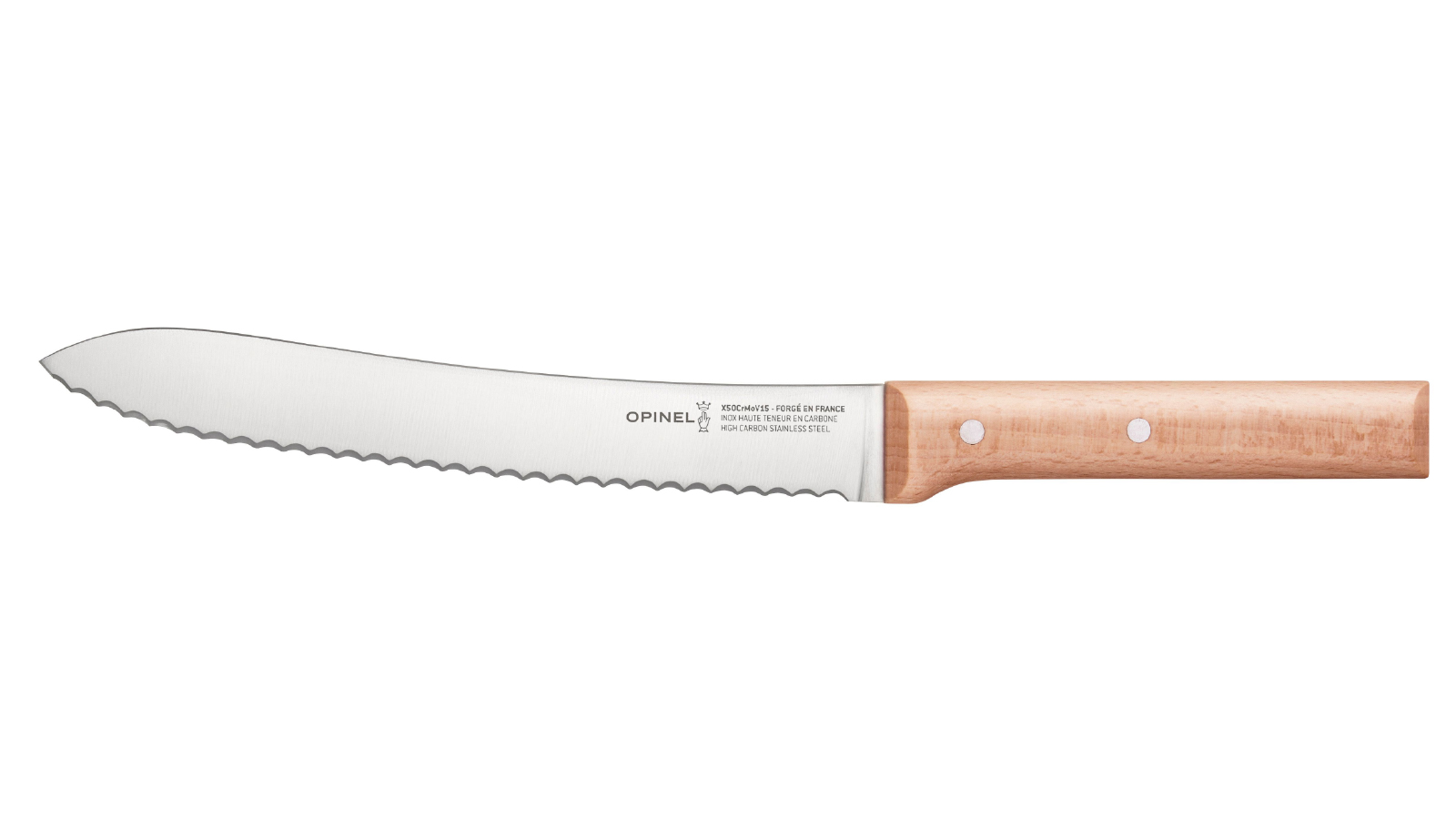 Opinel 21cm Parallele No116 S/S Bread Knife - Beech
