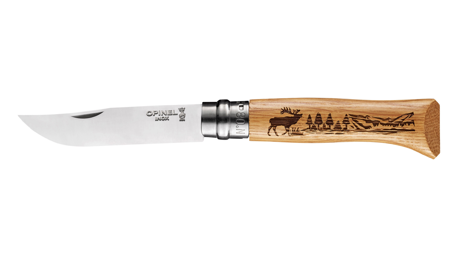 Opinel 8.5cm No 8 Animalia Stainless Steel Pocket Knife - Deer