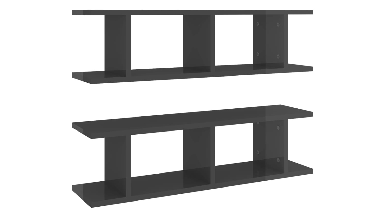 VidaXL 2 Piece of 75 x 18 x 20cm Engineered Wood Wall Shelves - High Gloss Grey 