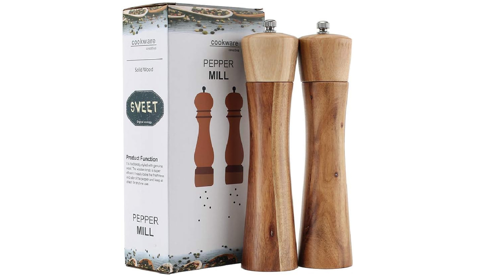 Randy and Travis Machinery 8 Inch Adjustable Manual Single Wooden Salt or Pepper Grinder