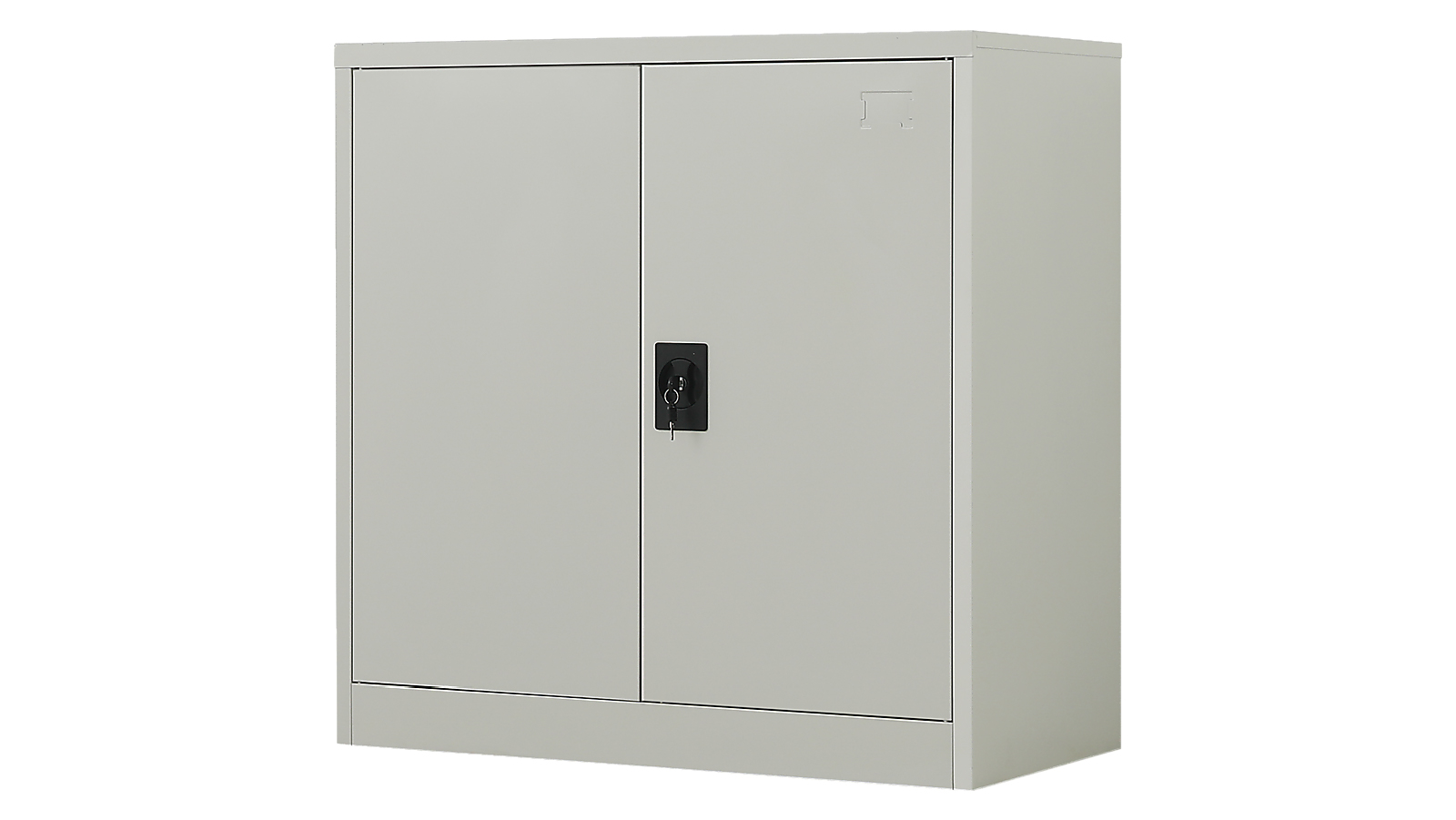 Randy and Travis Machinery Two Door Metal Short Cabinet Shelf Storage for Home Office Gym - Grey