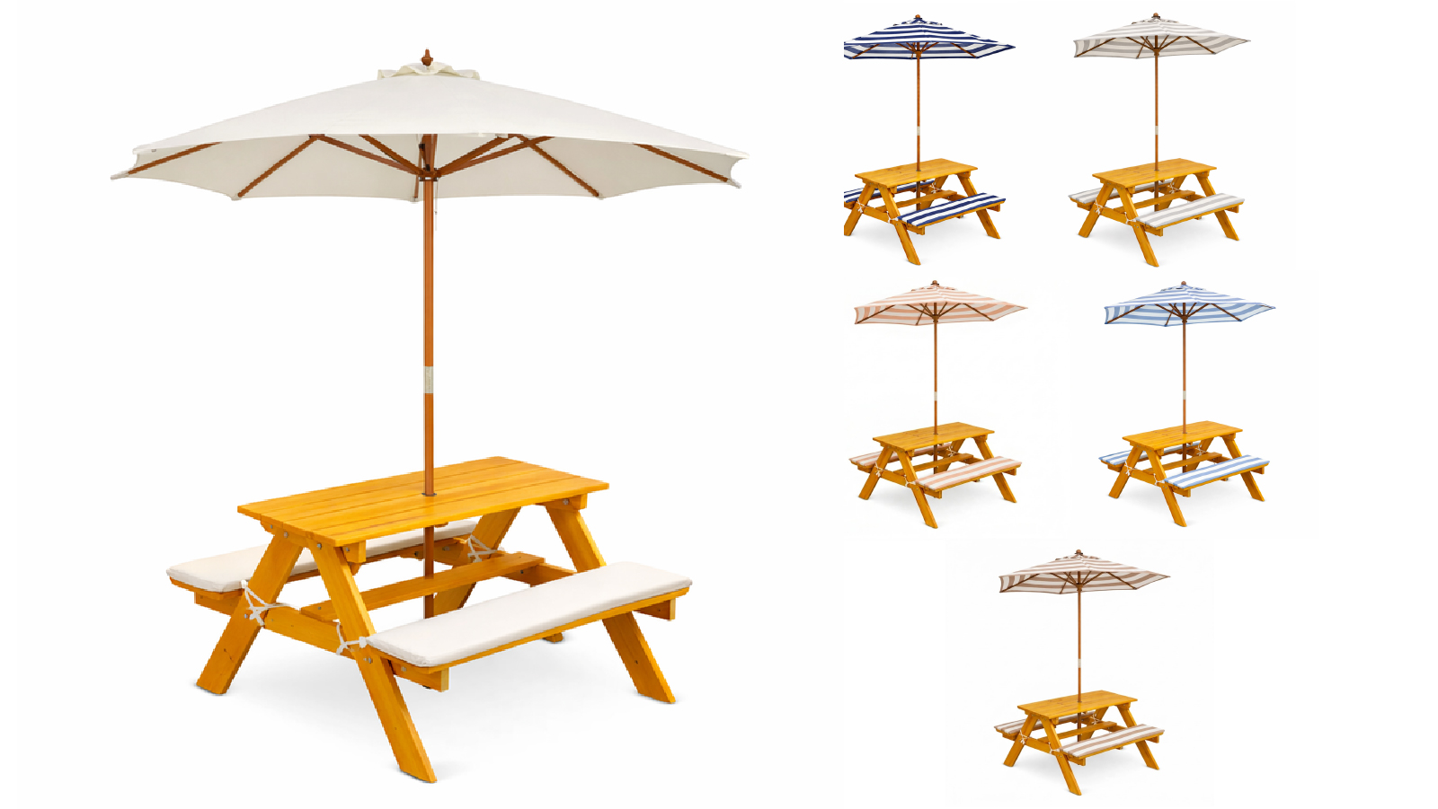 Hide & Seek Kids Picnic Table with Umbrella and Cushions