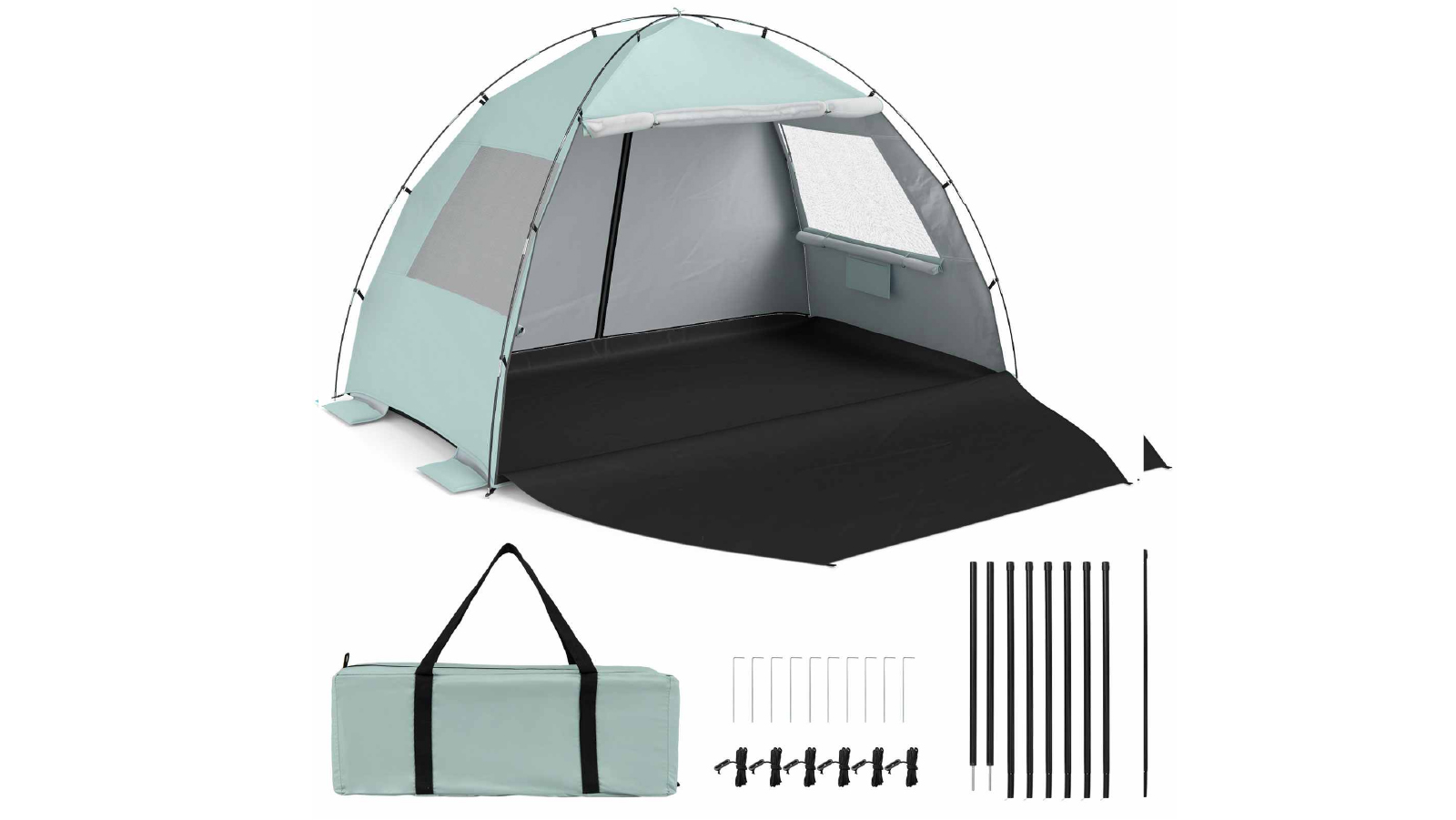Costway UPF50+ Pop Up Beach Tent with Canopy for 3-4 Person - Green