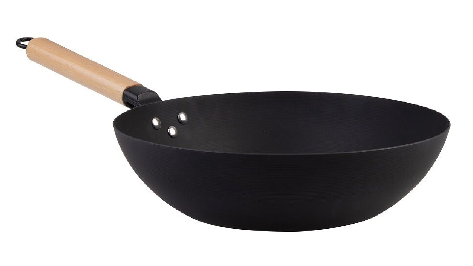 DLine Black Carbon Steel Pre Seasoned Wok - 35.5cm