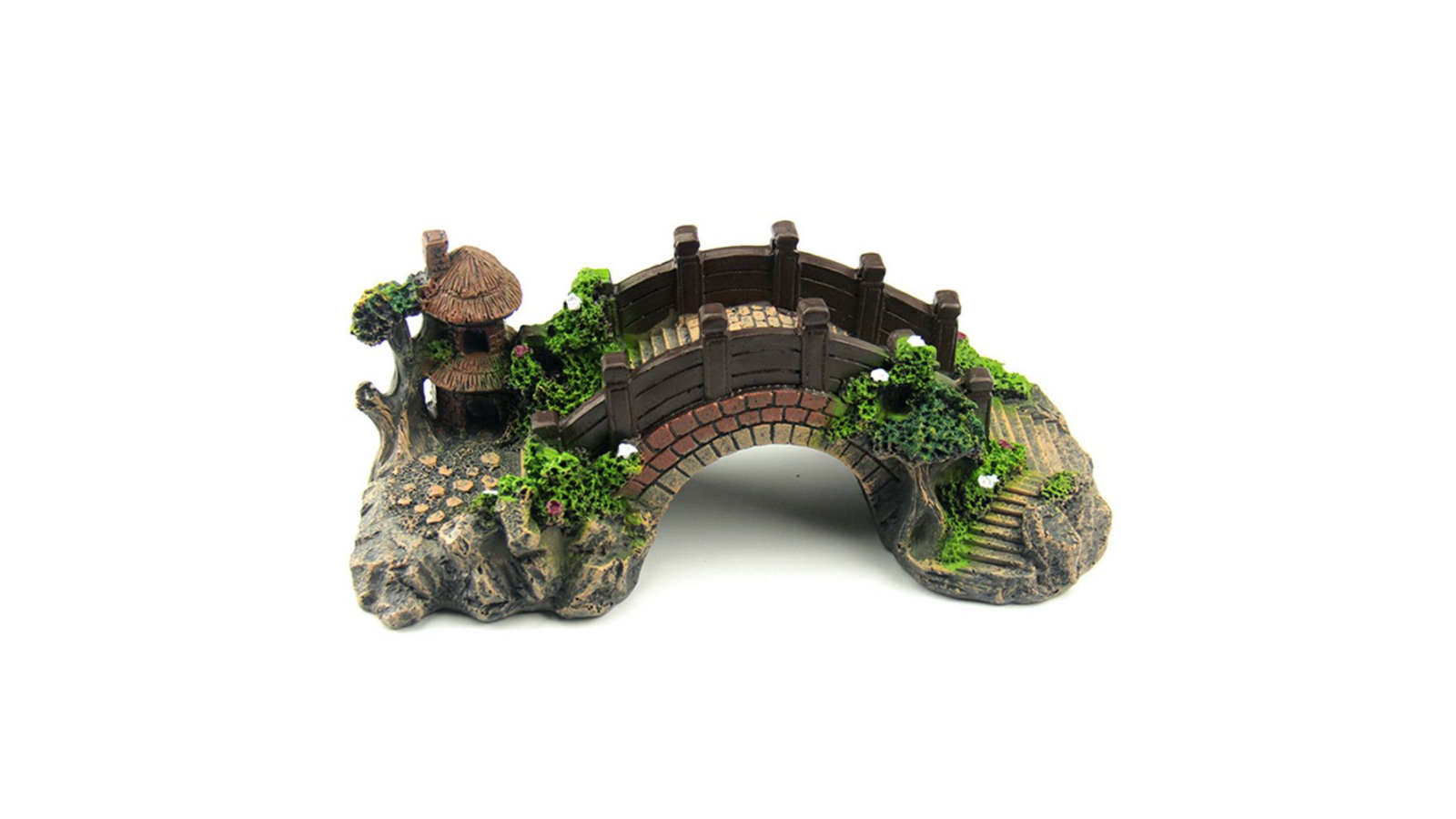 AUPK Landscape Vintage Pavilion Tree Bridge Ornament for Fish Tank - Small