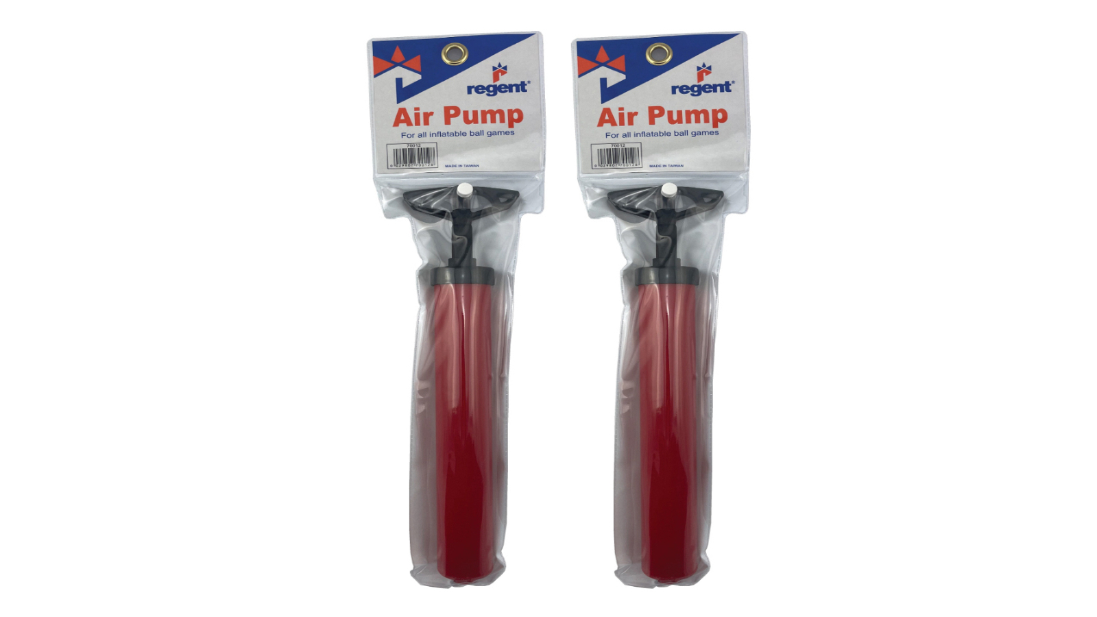 Regent Pack of 2 Hand Air Pump Basketball/Football Sports Ball Inflator with Needle - 12inch