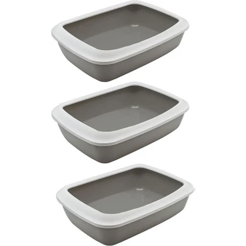 Paws and Claws Cat Litter Trat with Guard - Pack of 3