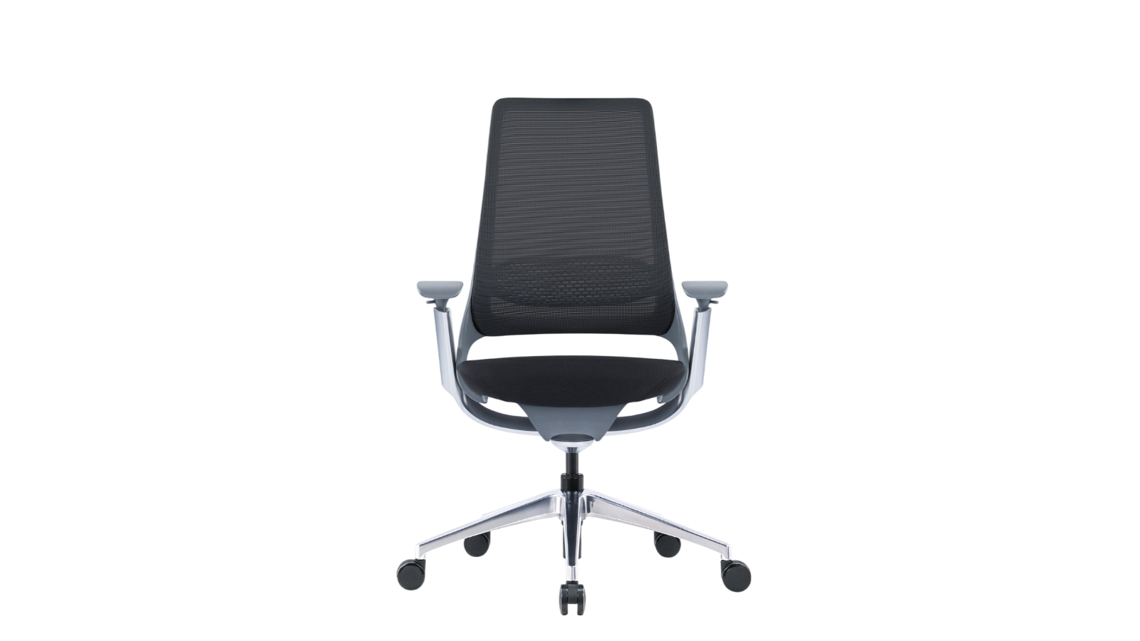 Desky Pulse No Headrest Supportive Desk Chair - Black/Polished Aluminium
