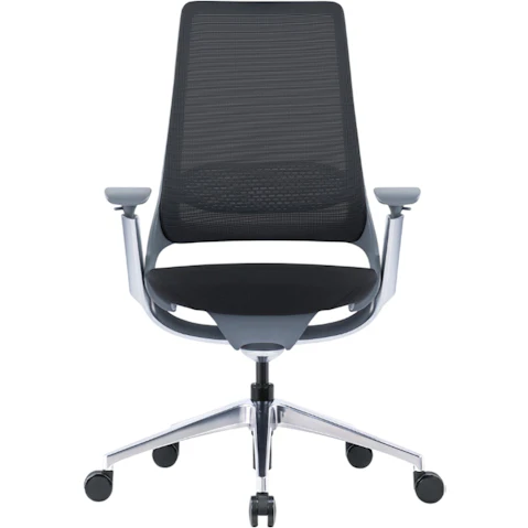 Desky Pulse No Headrest Supportive Desk Chair - Black/Polished Aluminium