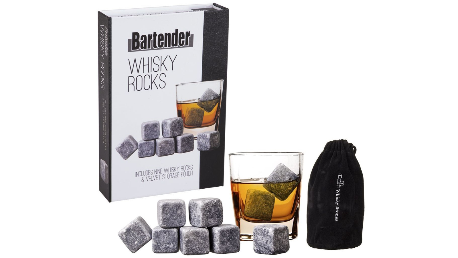 Bartender Set of 9 Whiskey Stones Gift Boxed