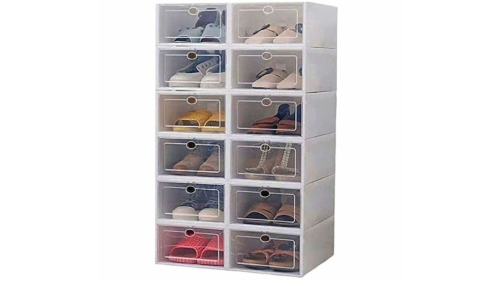 Gominimo 12 Piece Plastic Shoe Box White