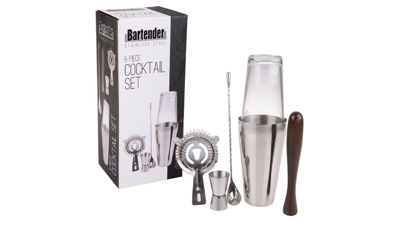 Bartender 5 Piece Boston Cocktail Set