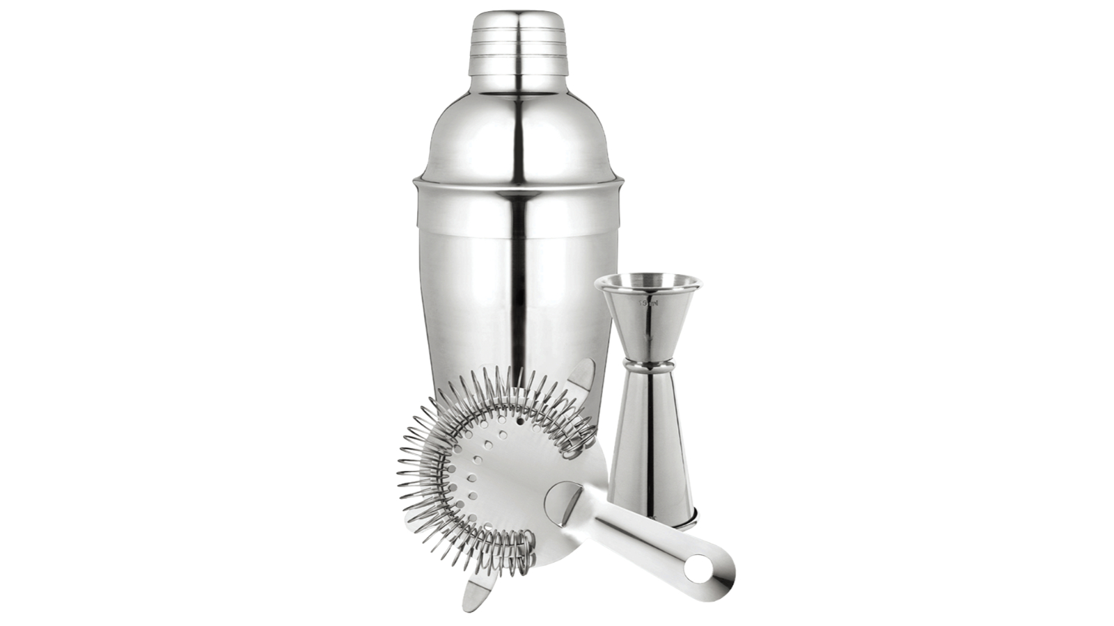 Bartender 3 Piece Stainless Steel Cocktail Set - 550ml