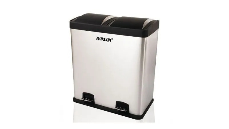 Maxkon 60L Dual Compartment Stainless Steel Garbage Bin
