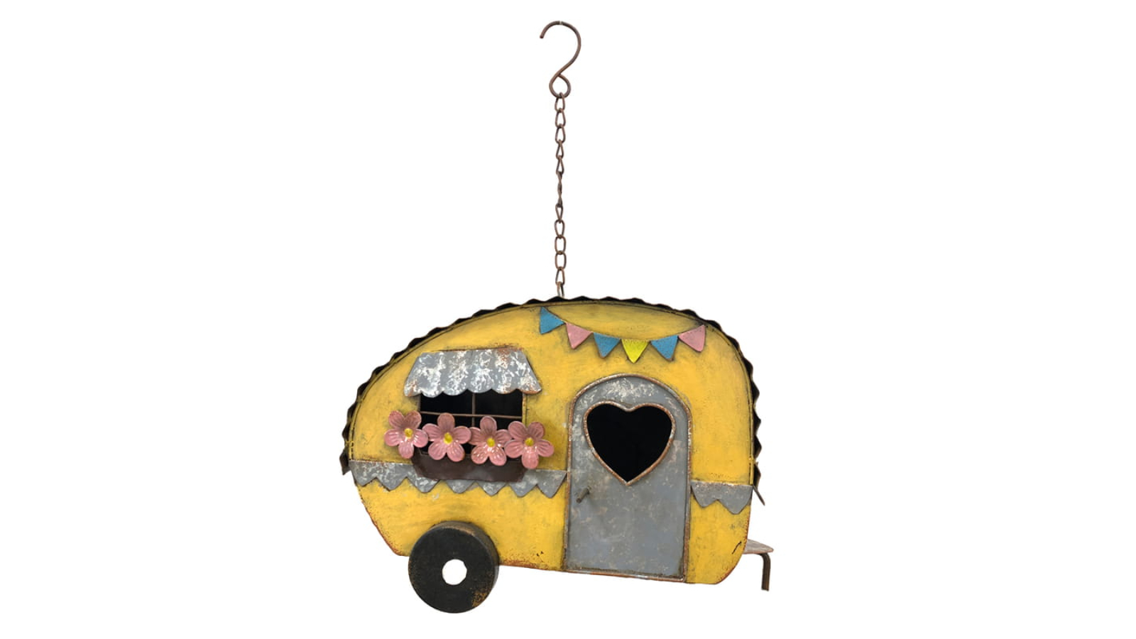 Willow and Silk Colourful Caravan Hanging Birdhouse - 30 x 15 x 24-44cm