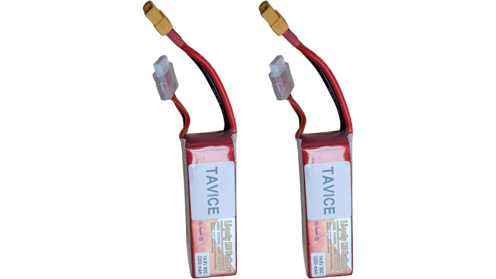 BatteryMate Pack of 2 Tavice 2200mAh 30C 4S LiPo Battery with XT60 Connector