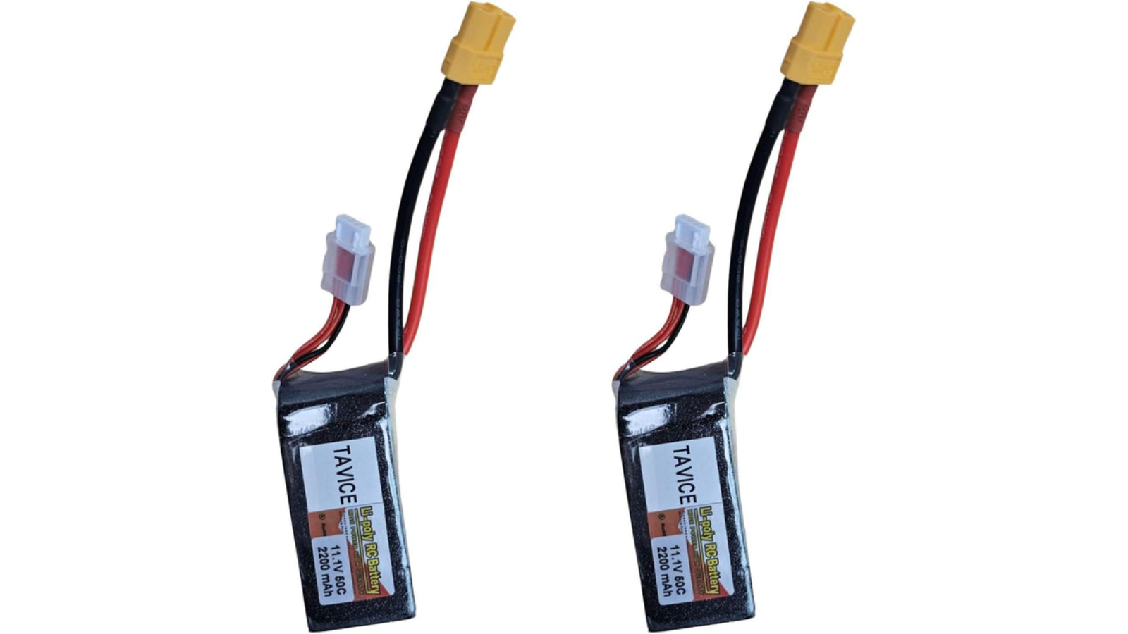 BatteryMate Pack of 2 Tavice 2200mAh 50C 3S Shorty LiPo Battery with XT60 Connector