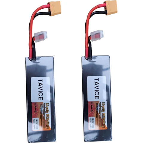 BatteryMate Pack of 2 Tavice 7200mAh 120C 4S LiPo Battery with XT90 Connector