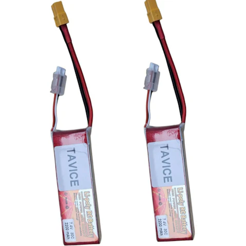 BatteryMate Pack of 2 Tavice 2200mAh 30C 2S LiPo Battery