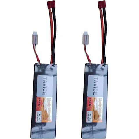 BatteryMate Pack of 2 Tavice 6200mAh 2S 50C Hard Case LiPo Battery with T-Connector