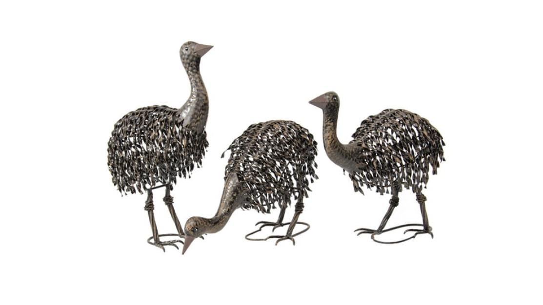 Willow and Silk Set of 3 Assorted Emu Chicks Garden Ornament