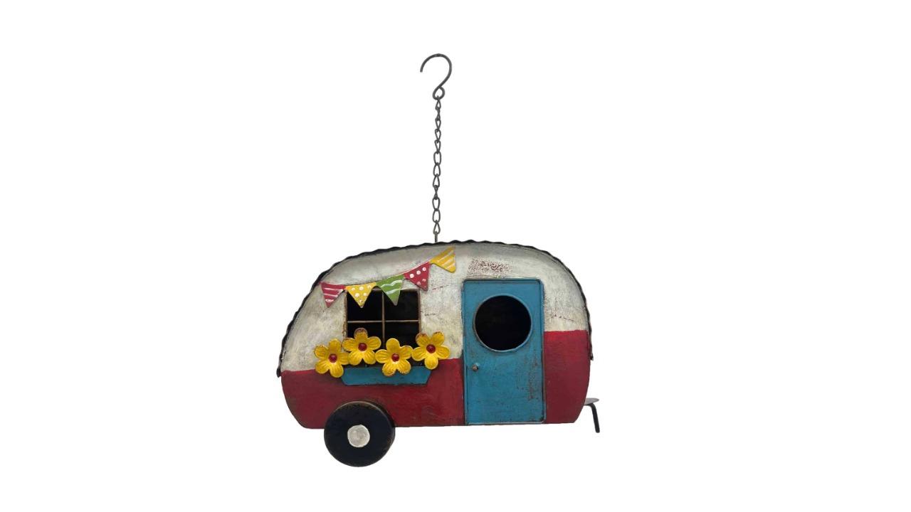 Willow and Silk Vintage Red Caravan Hanging Birdhouse