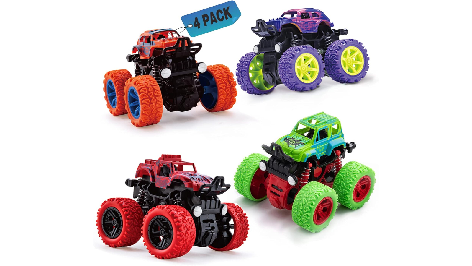 Pretty & Practical 4 Piece Push and Go Monster Truck Toy