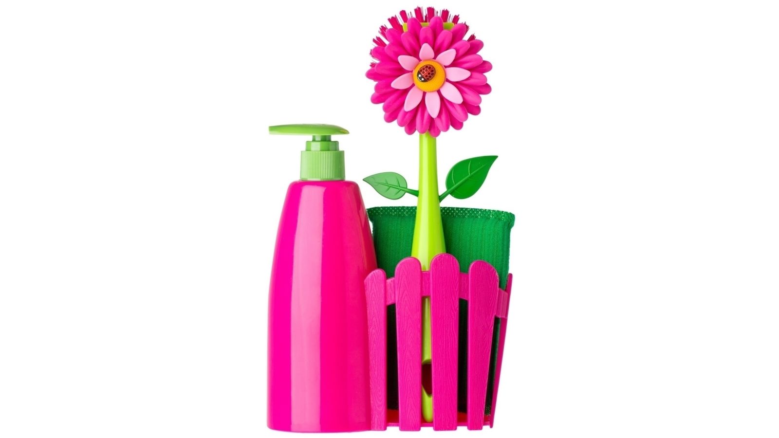 Vigar Flower Power Pink 3pc Sink Caddy Set plus Dispenser