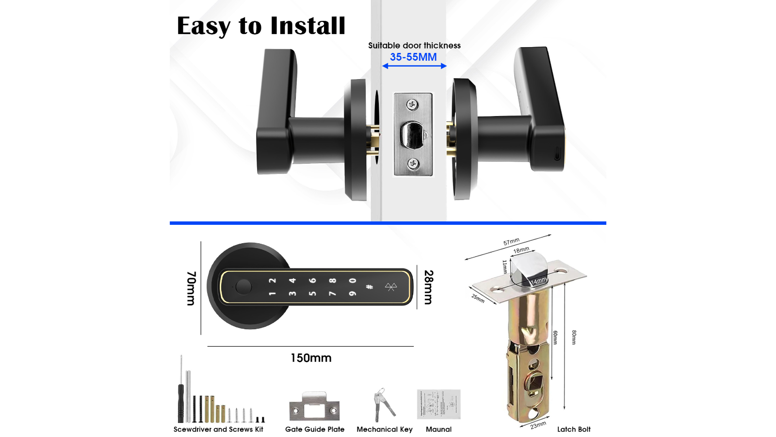 Advwin Keyless Entry with Fingerprint and Keypad Smart Door Lock ...