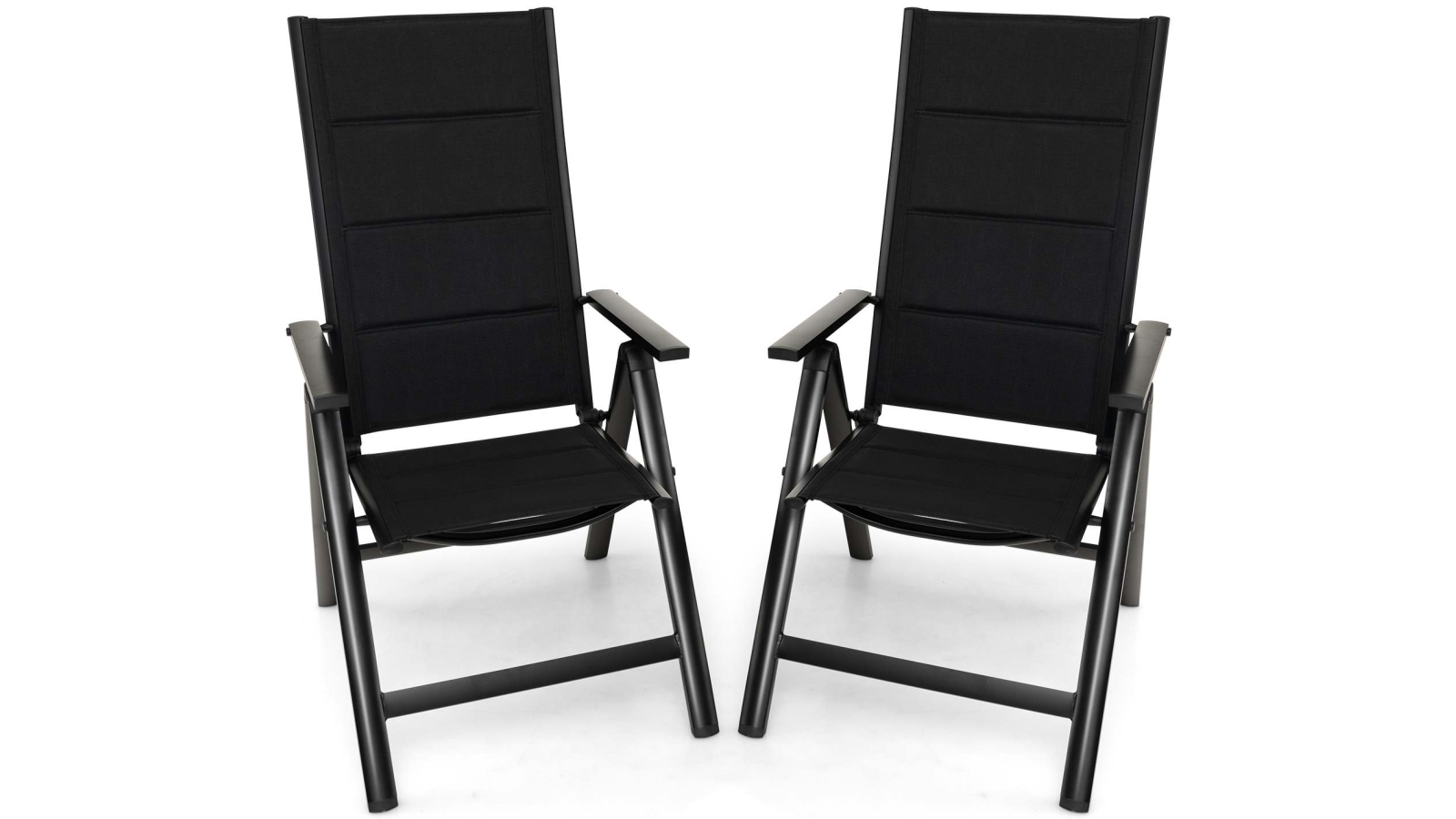 Costway Folding Outdoor Dining Armchair with Padded Seat and Adjustable Backrest