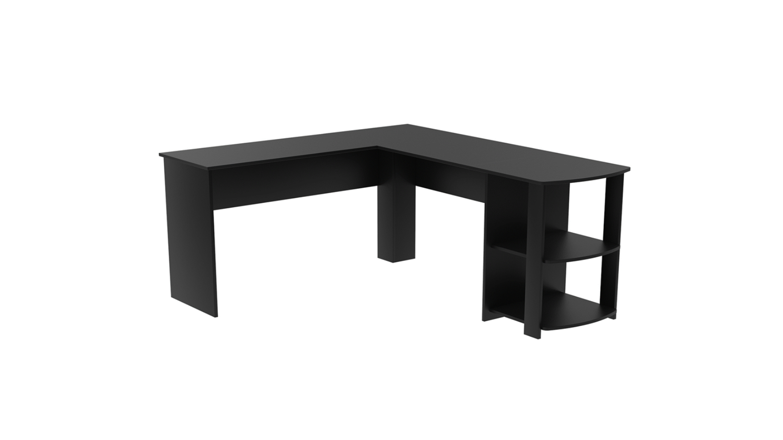 Advwin L-Shaped Corner Computer Office Desk - Black