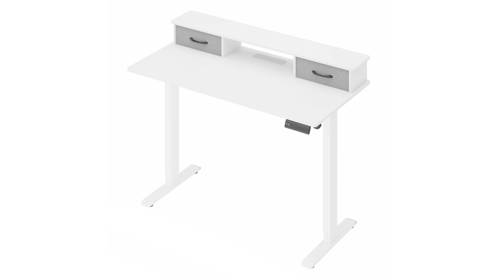 Advwin Ergonomic Electric Standing Desk with 2 Fabric Drawer - White