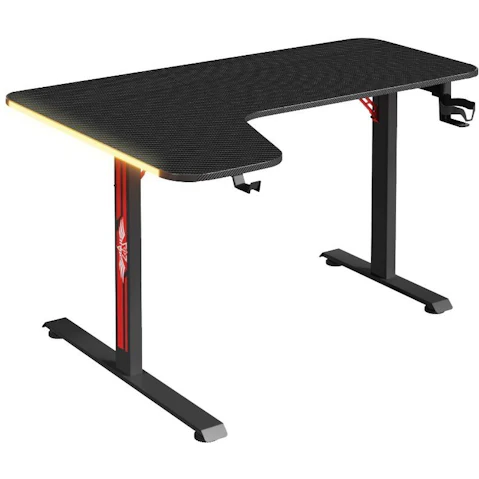 Advwin Black L Shaped RGB LED Corner Gaming Desk - 160cm