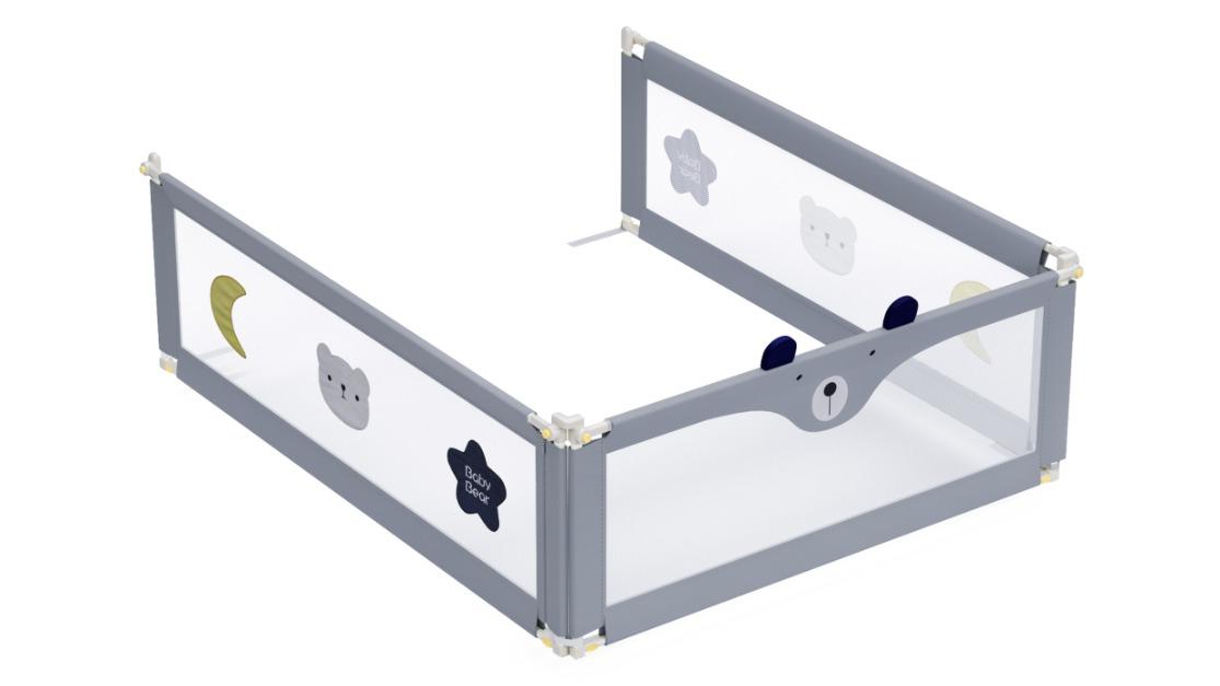 Advwin 3 Piece Toddler Adjustable Height Side Safety Guard Bed Rail with Child Lock - 180/200cm