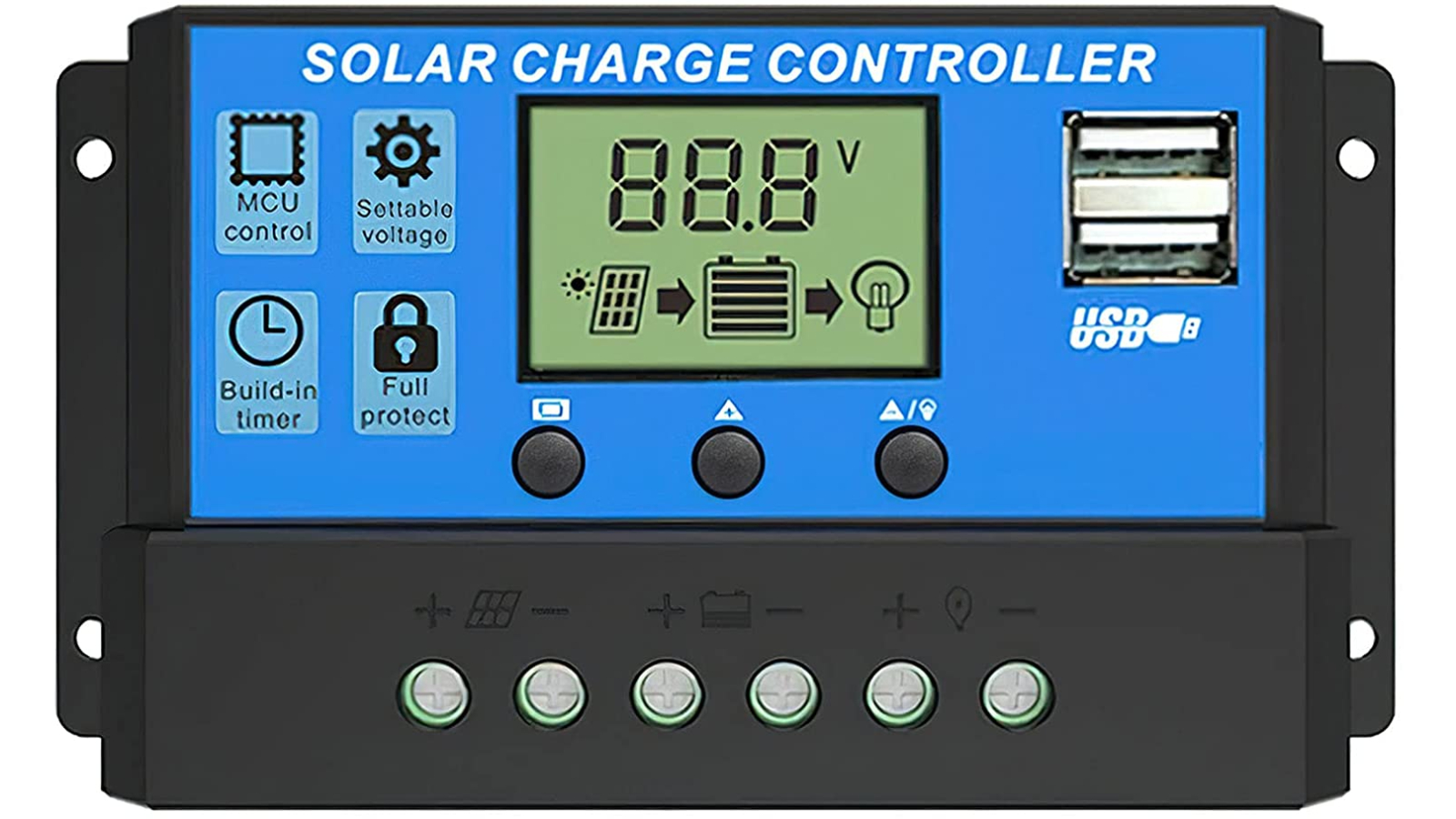 BatteryMate Solar Panel Charge Controller Regulator 12V/24V Auto Dual USB 20A Battery PWM