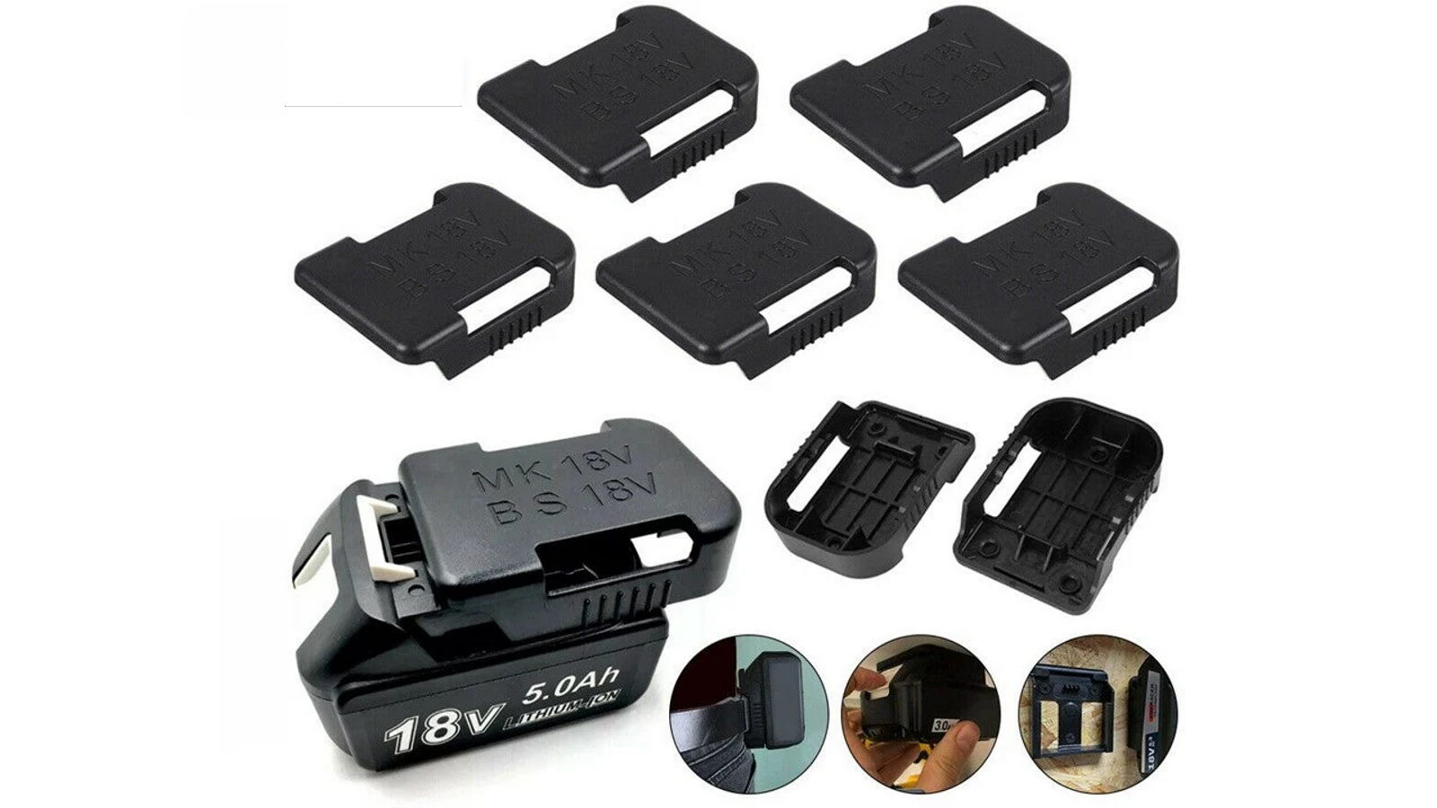 BatteryMate 10 Pieces Battery Holder Shelf Stand Rack Storage for 18V Makita Bosch