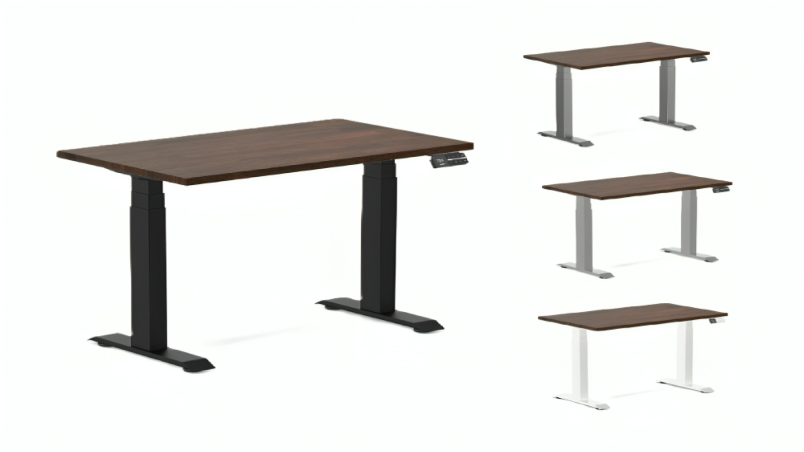 Desky Dark Walnut Dual Mini Rubberwood Sit Stand Desk